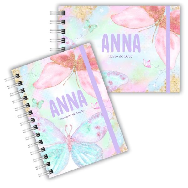 Caderneta de Saúde com Livro do Bebê -Borboletas Candy