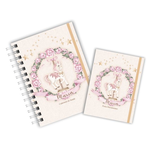 Caderneta de Saúde com Porta Documentos - Carrossel Floral