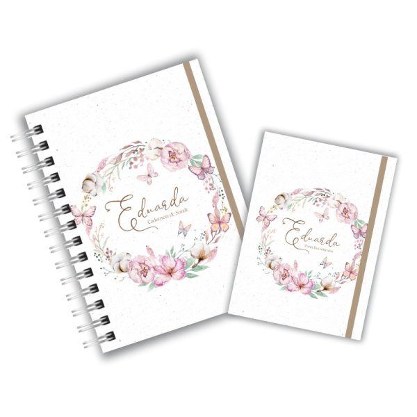 Caderneta de Saúde com Porta Documentos - Floral com Borboletas