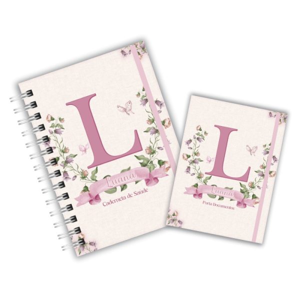Caderneta de Saúde com Porta Documentos - Floral Monograma