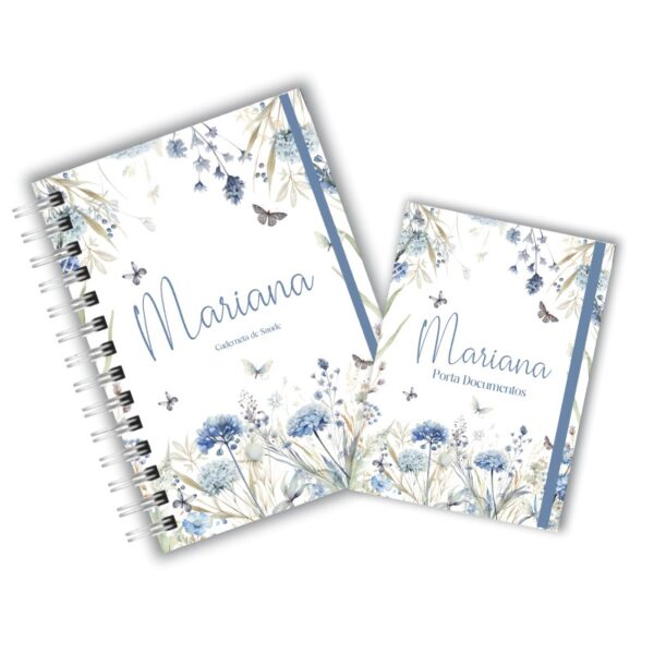 Caderneta de Saúde com Porta Documentos - Floral Azul