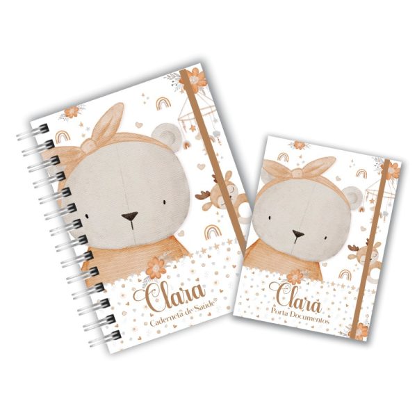 Caderneta de Saúde com Porta Documentos -Ursinha Marrom