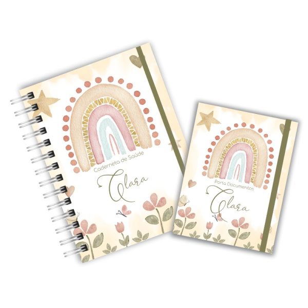 Caderneta de Saúde Com Porta Documentos - Arco Iris Boho