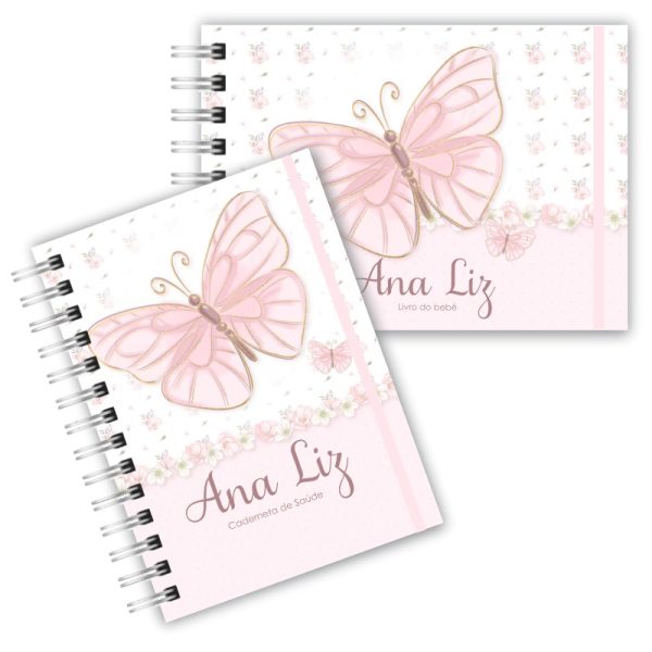 Caderneta de Saúde Com Livro do Bebê - Borboleta Rosa