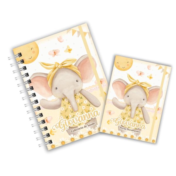 Caderneta de Saúde com Porta Documentos - Elefantinha Amarela