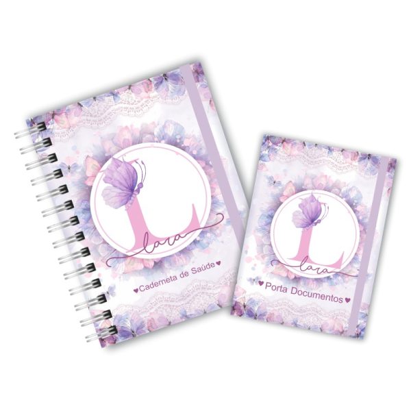 Caderneta de Saúde com Porta Documentos - Borboleta Lilás