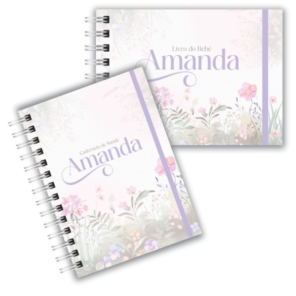 Caderneta de Saúde com Livro do Bebê - Floral Lavanda
