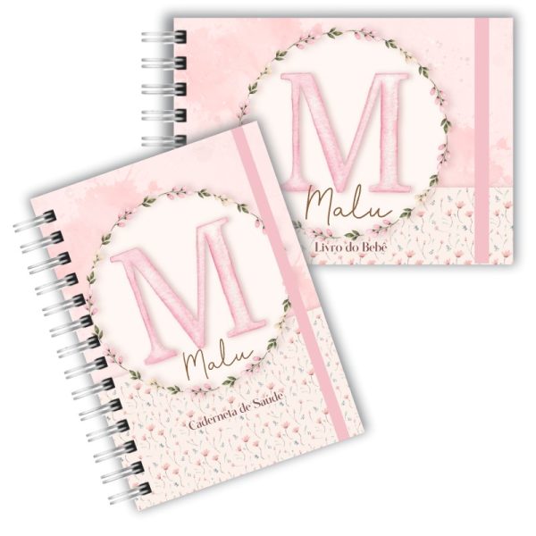 Caderneta de Saúde com Livro do Bebê - Alfabeto Rosa Aquarela