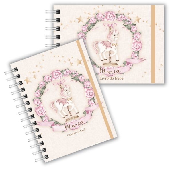 Caderneta de Saúde com Livro do Bebê - Carrossel Floral