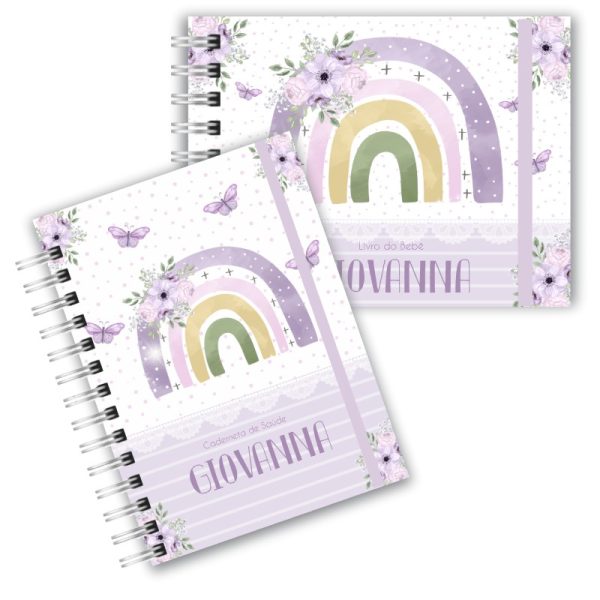 Caderneta de Saúde com Livro do Bebê - Chuva de Amor Lilás