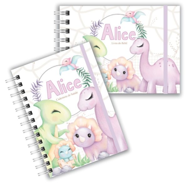 Caderneta de Saúde com Livro do Bebê - Dino Girl