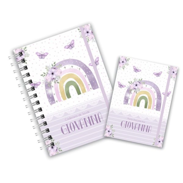 Caderneta de Saúde com Porta Documentos - Chuva de Amor Lilás