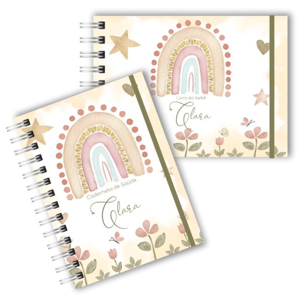 Caderneta de Saúde Com Livro do Bebê - Arco Iris Boho