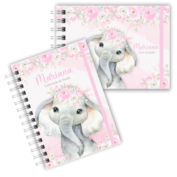 Caderneta de Saúde com Livro do Bebê - Elefante Aquarela