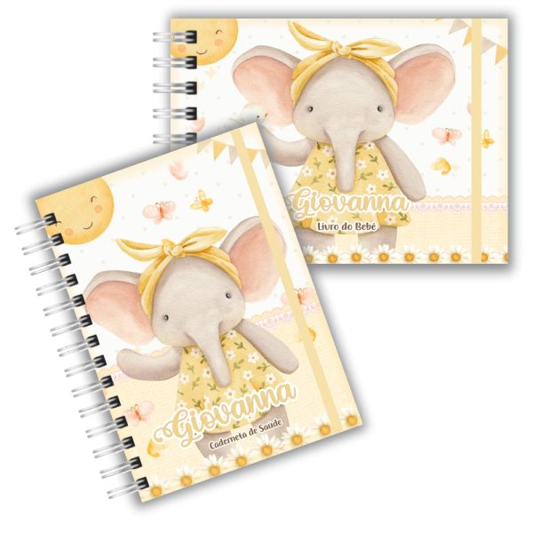 Caderneta de Saúde com Livro do Bebê - Elefantinha Amarela