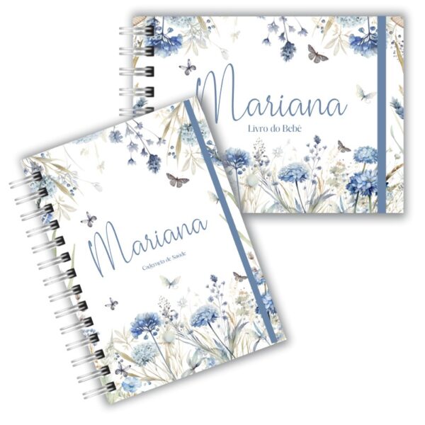 Caderneta de Saúde com Livro do Bebê - Floral Azul