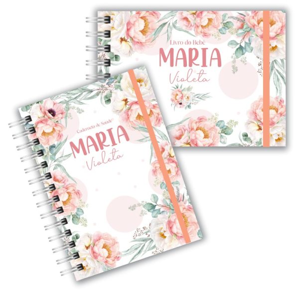 Caderneta de Saúde com Livro do Bebê - Floral Coral