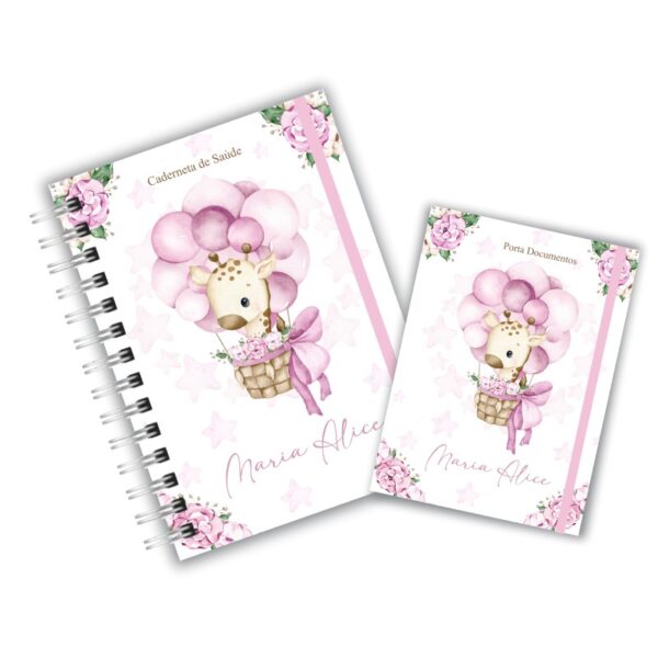 Caderneta de Saúde com Porta Documentos - Girafinha Floral