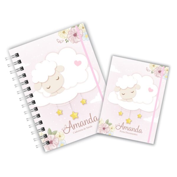 Caderneta de Saúde com Porta Documentos - Ovelhinha Rosa