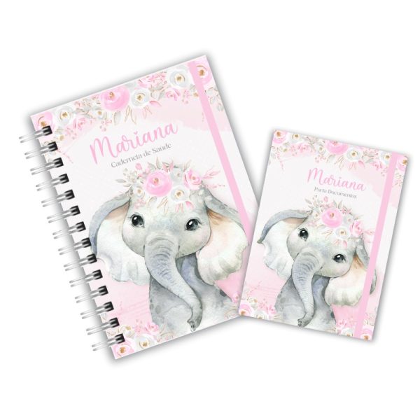 Caderneta de Saúde com Porta Documentos - Elefante Aquarela