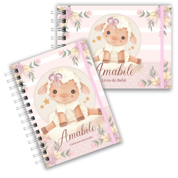 Caderneta de Saúde com Livro do Bebê - Ovelhinha Aquarela