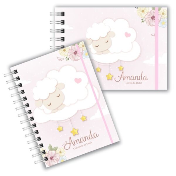 Caderneta de Saúde com Livro do Bebê - Ovelhinha Rosa