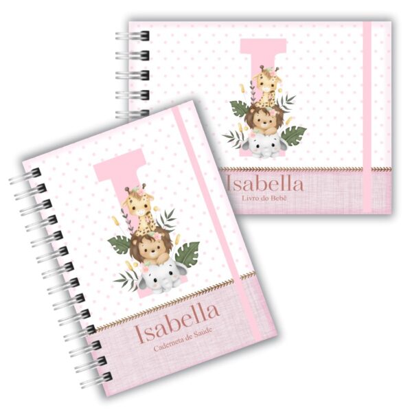 Caderneta de Saúde com Livro do Bebê - Safari Rosa