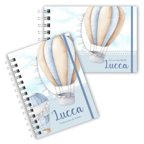 Caderneta de Saúde com Livro do Bebê - Balão de Ar Azul
