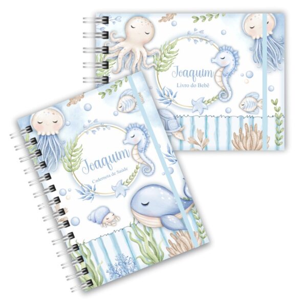 Caderneta de Saúde com Livro do Bebê - Fundo do Mar
