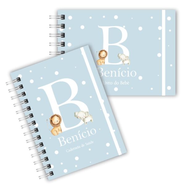 Caderneta de Saúde com Livro do Bebê - Safari Alfabeto Azul