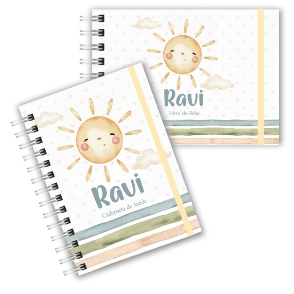Caderneta de Saúde com Livro do Bebê - Sol Aquarela