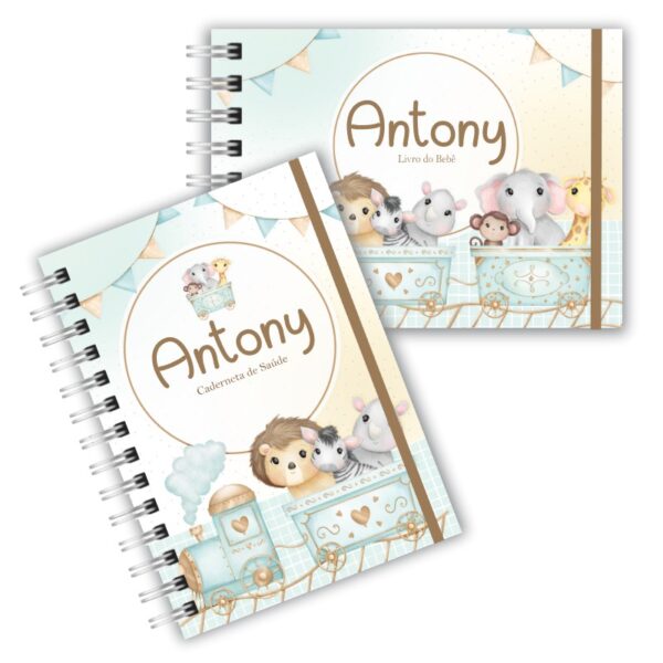 Caderneta de Saúde com Livro do Bebê - Trem Animais