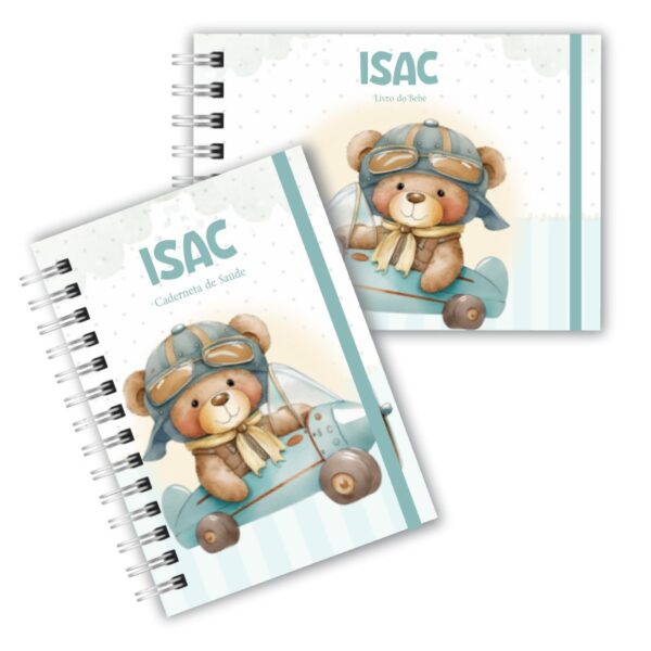 Caderneta de Saúde com Livro do Bebê -Urso no Avião