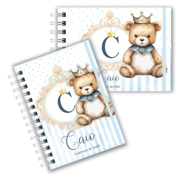 Caderneta de Saúde com Livro do Bebê - Ursinho Realeza