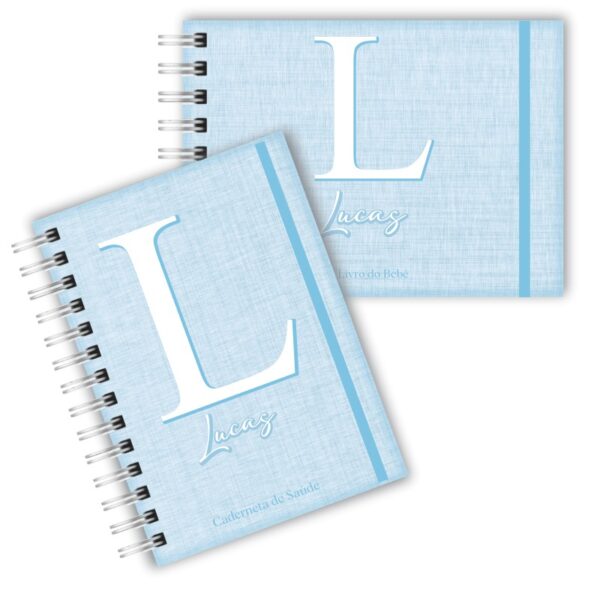 Caderneta de Saúde com Livro do Bebê - Linho Azul bebê