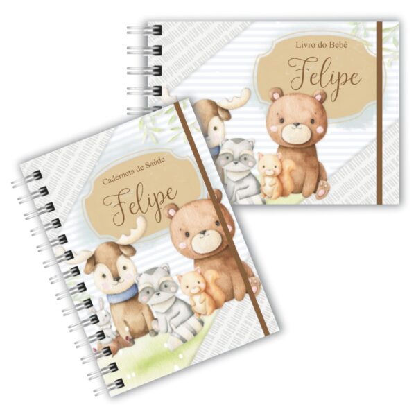 Caderneta de Saúde com Livro do Bebê - Floresta Menino