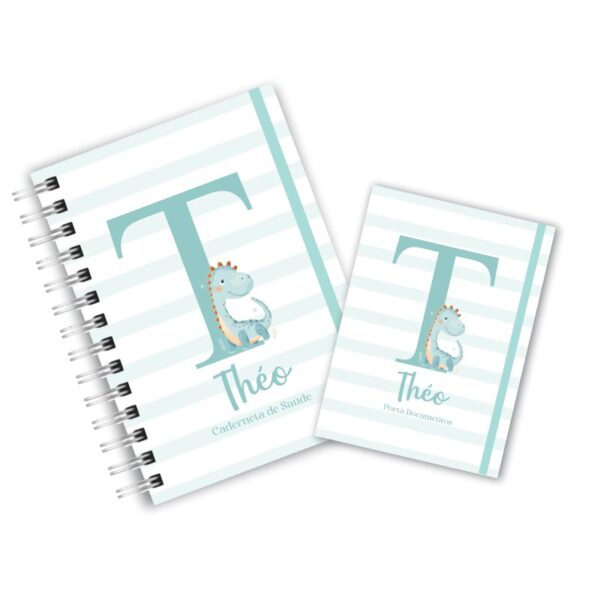 Caderneta de Saúde com Porta Documentos - Dino alfabeto Verde