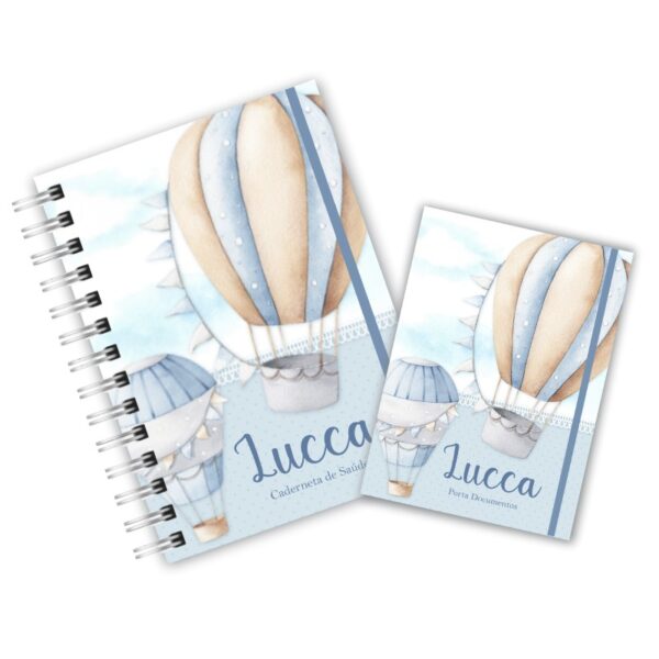 Caderneta de Saúde com Porta Documentos - Balão de Ar Azul