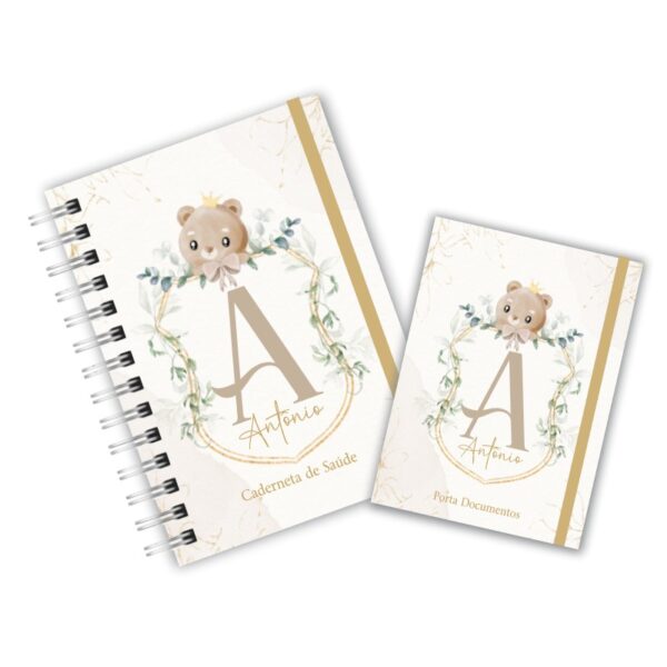 Caderneta de Saúde com Porta Documentos - Monograma Ursinho