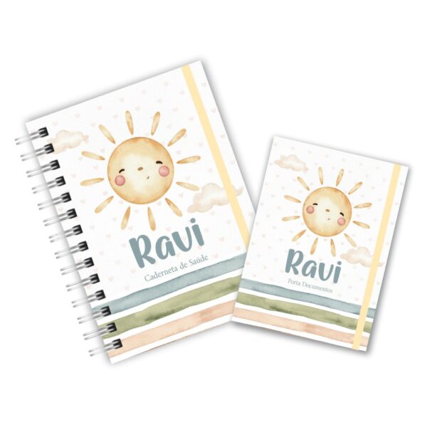 Caderneta de Saúde com Porta Documentos - Sol Aquarela