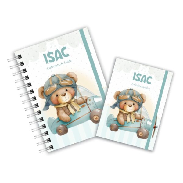 Caderneta de Saúde com Porta Documentos - Urso no Avião
