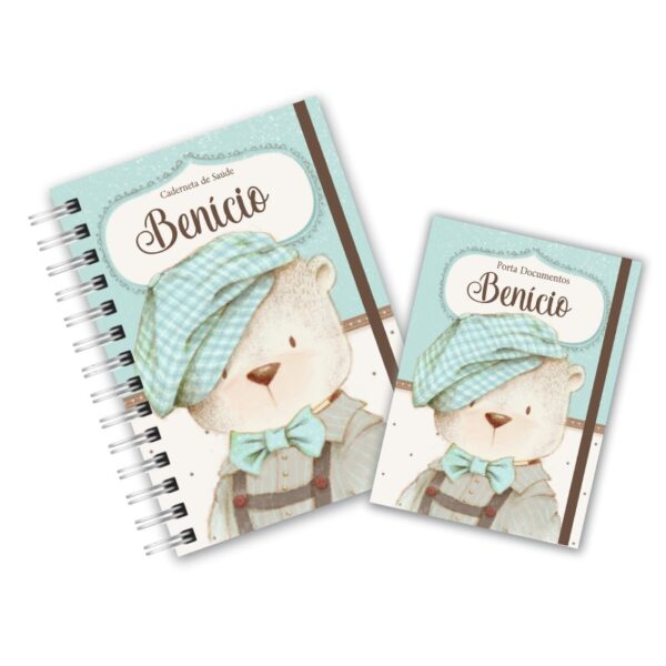 Caderneta de Saúde com Porta Documentos - Ursinho Vintage