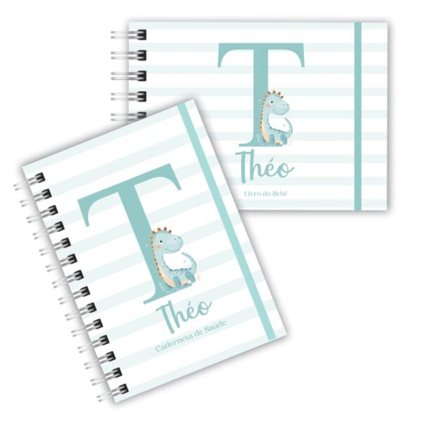 Caderneta de Saúde com Livro do Bebê - Dino alfabeto Verde