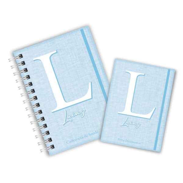 Caderneta de Saúde com Porta Documentos - Linho Azul bebê