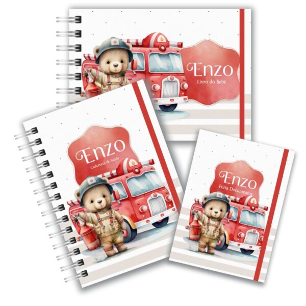 Kit Maternidade Completo - Ursinho Bombeiro